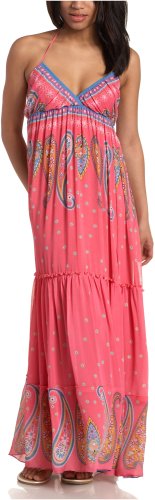 Rampage Juniors' Printed Maxi Dress,Pink/Blue,9