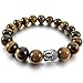 Men,Women's 10mm 12mm Alloy Bracelet Link Wrist Tiger Eye Brown Silver Buddha MalaBeads