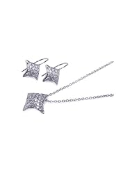 Nickel Free Sterling Silver Pendant & Earring Sets Matching CZ Earring And Necklace