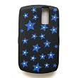 RIM BlackBerry Curve 8300 8310 8320 8330 Black Laser Skin Case Rubber Silicone Protector with Diamonds "Blue Stars" Design
