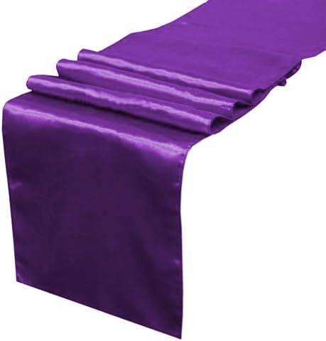 Fancasen 5 Pcs Multicolor Satin Table Runner For Wedding Party Banquet Decoration (Purple)