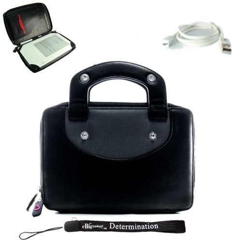 Durable High Quality Amazon Kindle DX Professional Travel Office Cover Portfolio case + Includes a 4-inch ebigvalue (TM) Determination Hand Strap + Includes a USB Data Sync Cable (Accessory Pack is Also Compatible with New Kindle DX Wireless Reading Device 9.7