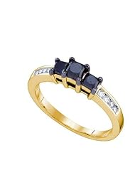 0.83CTW BLACK DIAMOND 3 STONE RING