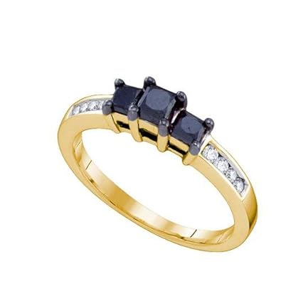 Cheap Girls Jewelry 0.83CTW BLACK DIAMOND 3 STONE RING For Sale