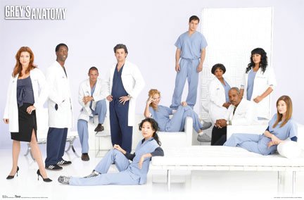 Grey's Anatomy (Group) Black Wood-Mounted TV Poster Print (Unframed and Framed also available) - 24" X 36"