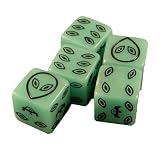 Set of 5 Dice 16mm Alien Opaque - Green/Lime & Black