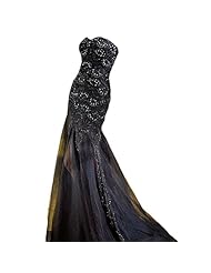 Strapless Mermaid Tulle Sweetheart Fitted Lace Beaded Prom Dress  with a Brush/Sweep Train 