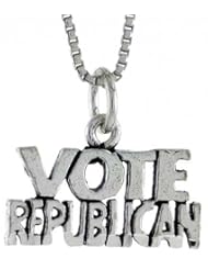 Sterling Silver VOTE REPUBLICAN Word Necklace, w/ 18 inch Box Chain
