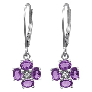 Click here to buy 14k White Gold Amethyst Floral Lever Back Earring by Amazon.com Collection.