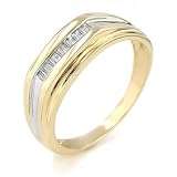 10K Yellow Gold 0.12 Carat Diamond Men's Ring Size 10.5