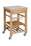 Bamboo Kitchen Cart with Inlaid Granite Top