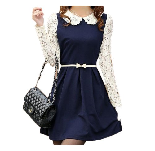 Doll Collar Long Sleeved Bottoming Dress Skirt
