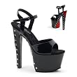 6 3/4 Inch Studded Zipper Sandals Ankle Strap Platform Sexy Shoes Spike Heels Open Toe
