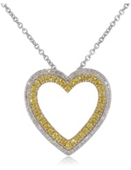 Sterling Silver Yellow and White Diamond Heart Pendant Necklace (1/3 cttw, I-J Color, I2-I3 Clarity), 18"