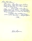 Ted Lyons Autographed/Hand Signed Christmas Card