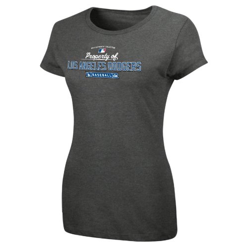 MLB Women's Los Angeles Dodgers Property of Short Sleeve Crew Neck Tee (Pro Carbon Heather, Medium)
