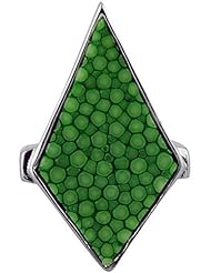 Green Finger Ring - Genuine Stingray Skin Leather