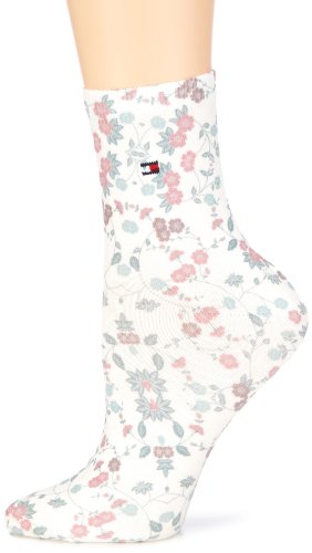 Tommy Hilfiger Damen Socken, gebl&uuml;mt 323023001, Gr. 35-38, Wei&szlig; (405 cloud dance) Preisvergleich