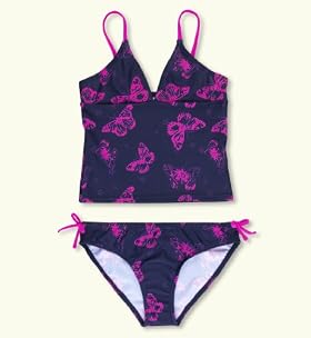 V-Neck Butterfly Print Tankini