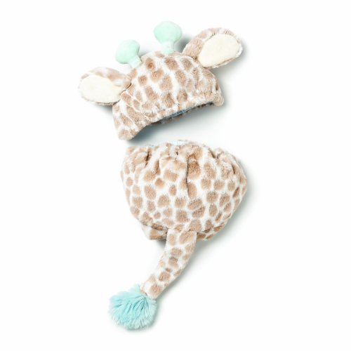 Nat and Jules Hat and Diaper Cover Set, Blue Giraffe, 0-6 Months