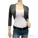 Plus Size 3/4 Sleeve Cropped Bolero Shrug Gray