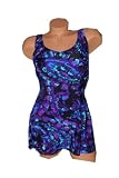Beach Native Swimwear PLUS SIZE Purple Rainbow Surprise 1-Piece Skirted Swimsuit