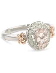 14k Rose Gold and Sterling Silver, Diamond and Morganite Bow Ring, (0.1 cttw, GH Color, I2 Clarity)