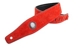 Gaucho Red Embossed Suede Leather Guitar Strap for Electric/Acoustic/Bass Guitar