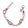 Bracelet - B32 - Handmade Murano Glass & Fire-Polished Beads - Lg Cube - Toggle Closure ~ Pink
