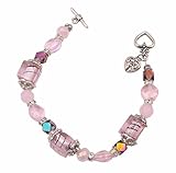 Bracelet - B32 - Handmade Murano Glass & Fire-Polished Beads - Lg Cube - Toggle Closure ~ Pink