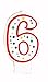 Creative Converting CANDLE-4565 Polka Dot 6 Numeral Candle, 3-Inch x 1.5-Inch
