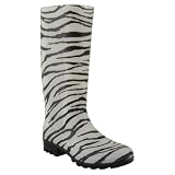 ZEBRA Print Women Rain Boots Black, White