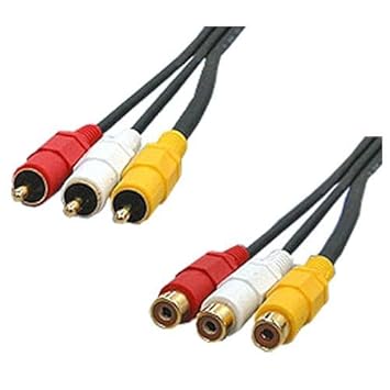 【クリックで詳細表示】アクロス RCA延長ケーブル 2m RCAプラグ＆times；3-RCAジャック＆times；3 AVC-205