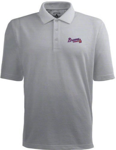 Atlanta Braves Classic Pique Xtra Lite Polo Shirt (Grey) - Medium