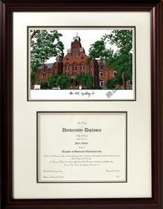 Randolph-Macon Women's College Graduate Framed Lithograph w/ Diploma Opening