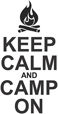 Wall Decor Plus More WDPM3803 Calm & Camp Keep Calm and Camp On Camper or RV Summer Quotes Wall Decals Sticker, with Campfire Art, Black, 23x12-Inch, 23x12