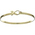 24k Gold Over Sterling Silver Breast Cancer Awareness Ribbon Inspirational Bangle Bracelet