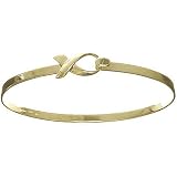 24k Gold Over Sterling Silver Breast Cancer Awareness Ribbon Inspirational Bangle Bracelet