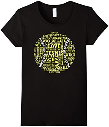 Women's Tennis Words Shirt: Tennis Player Gift T-Shirt Medium Black