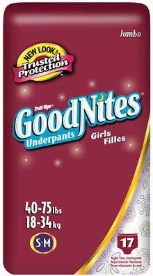 Huggies Pull-Ups Goodnites Underpants, Girls, Small/Medium, 17-Count