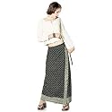 Black Print Long Wrap Skirt