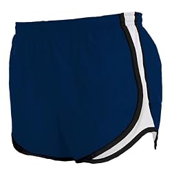 Navy Blue and White jersey white side stripe sport velocity shorts elastic waist