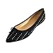 Black Pointed Ballet Flat Shoes Studs & Bow Size 10