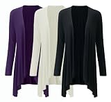 Ladies Long Sleeve Jersey Waterfall Cardigan Womens Floaty Cardi Cover Up Sizes S/M-M/L