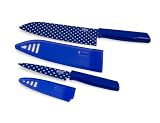 Kuhn Rikon Colori Art Chefs and Paring Knife, Blue Polka Dot
