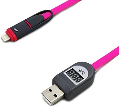 ZeeDy DATA CABLE 2 in 1 8-Pin Lightning MICRO USB 2.0 Data Sync Transfer Charging Cable with Current Voltage Smart Display for IPHONE 6 6S 6 PLUS SAMSUNG LG HTC SONY (PINK)