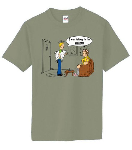 39 Industries TALKING TO THE SHEEP Mens T-Shirt-Moss-Medium