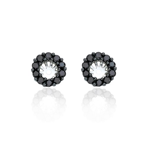 14k White Gold Black Diamond Earring Jackets for 1/2 Carat Stud Earrings (1/3 cttw)
