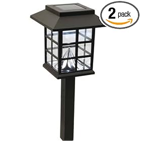 Moonrays 91242 Mission Style Lamp Solar Powered Plastic Path Light, 2 Pack