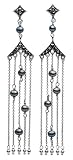 Image of Kit Heath Sterling Silver 50FBMA Ladies Vintage Marcasite Pearl Multi Strand Drop Earrings